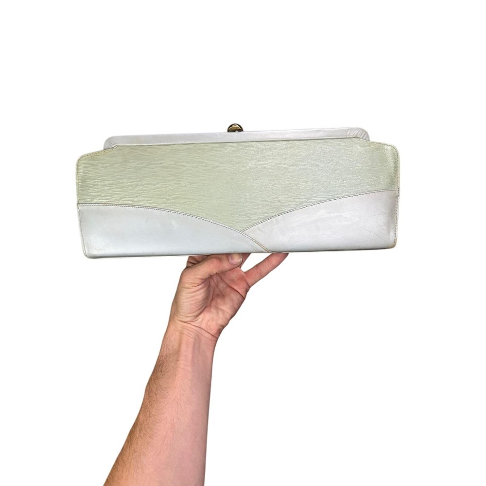Vintage Mar-Shel Mint Green Gray Two Tone Kiss Lock Frame Clutch Handbag Bag